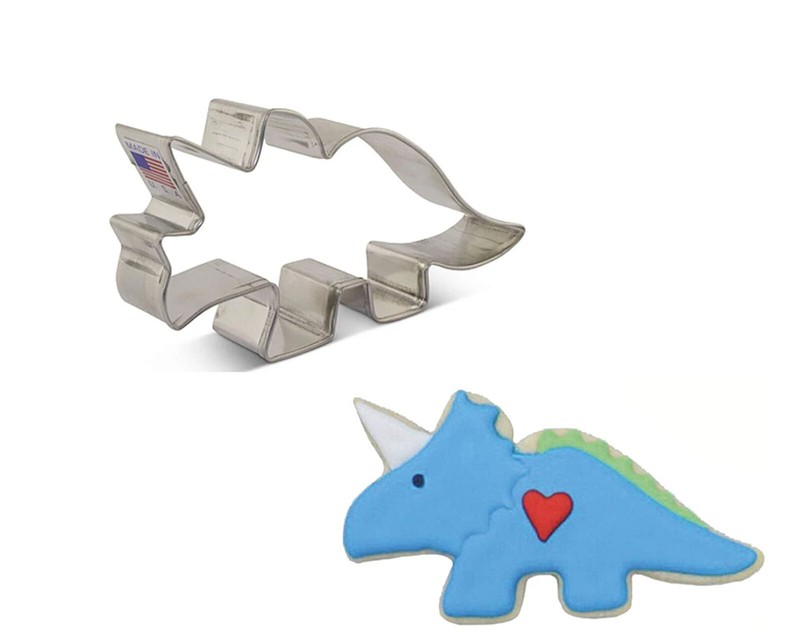 TRICERATOPS DINOSAUR Metal Cookie Cutter -by Ann Clark – 4 5/8 inch