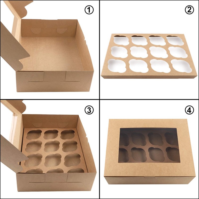 20 Sets Cupcake Boxes, 12 Count Cupcake Containers with Window, for Holiday P... gallery