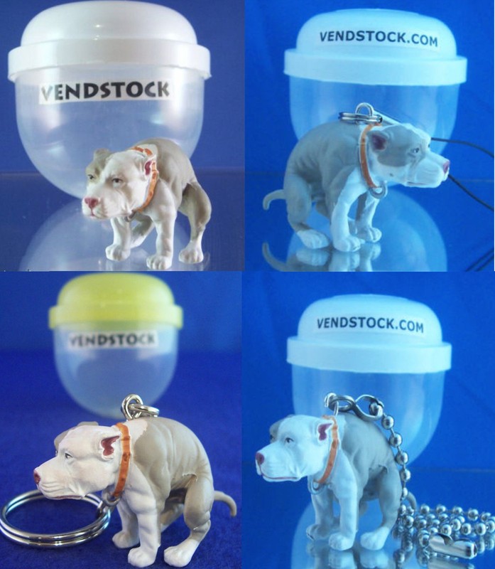 PIT BULL IN HUNCH #11 HOOD HOUNDS DOG FIGURE DANGLER KEYCHAIN LIGHT LAMP PULL