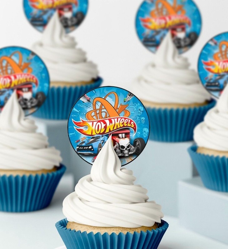 Hot Wheels Cars Edible Icing Wafer cupcake Toppers Birthday Decoration
