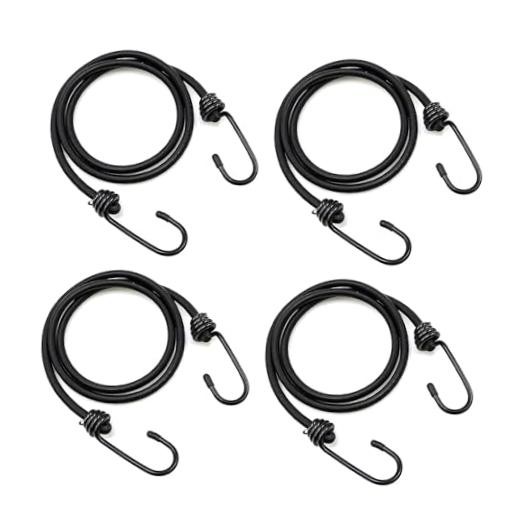 4 PCS 48 Inch Car Bungee Cords with Hooks, Heavy Duty Elastic Stretch Bungee