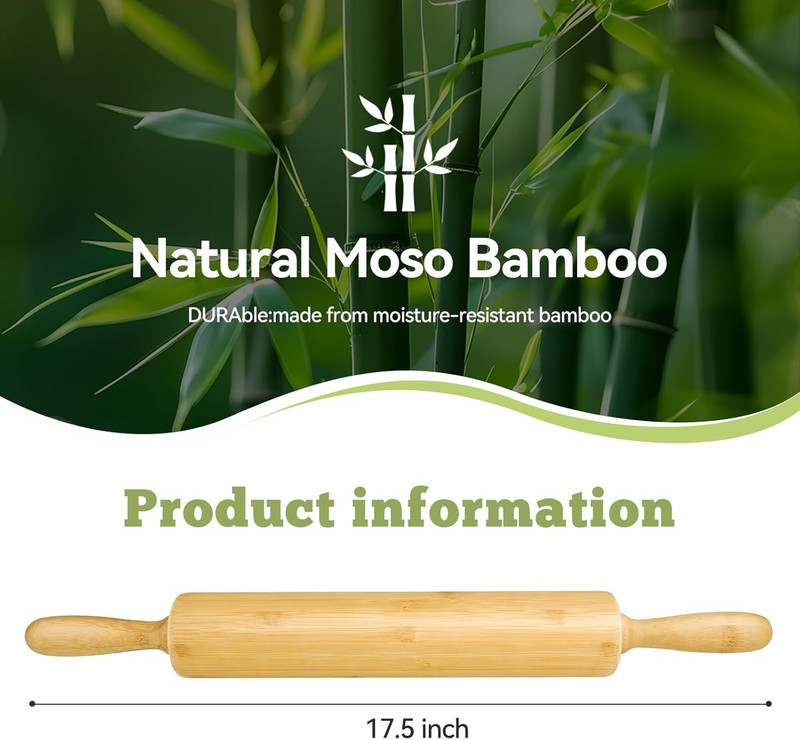 17.5 Inch Wooden Rolling Pin for Baking - Long Dough Roller for All Baking Needs gallery