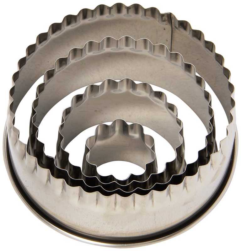 Stainless Steel Fluted Edge Round Cutters Set – 4 Graduated Sizes