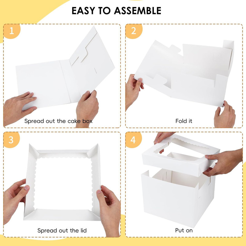 30 Pack Cake Boxes 10 Inch, 10X10X8 Inches White Cake Carrier Bakery Containers, gallery