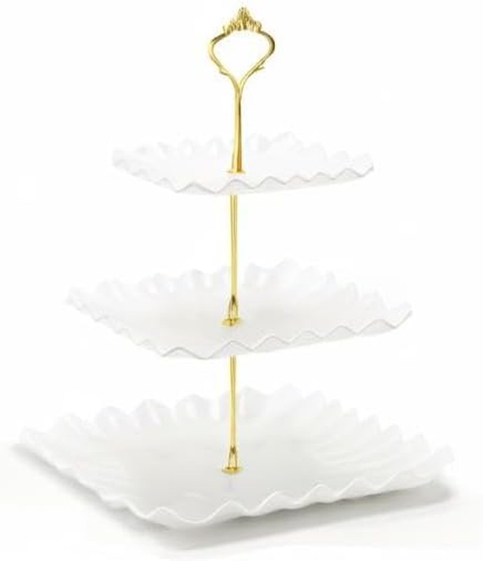 Coitak 3 Tier Cupcake Stand, Plastic Tiered Serving Stand, Square Dessert Tray f gallery