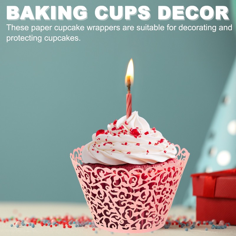 Cupcake Wrappers Paper, 50 Pack Baking Cups Vine Decor, Reflective Gold gallery