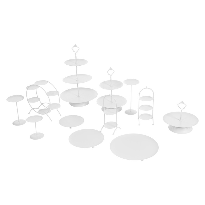 Round Cake Stands Dessert Displays Fruit Snack Holder Metal Cupcake Plate 12 pcs gallery