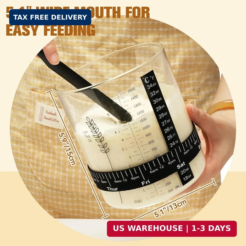 50oz Sourdough Starter Jar Kit, Wide Mouth Sourdough Container, Extra-Large Capa gallery