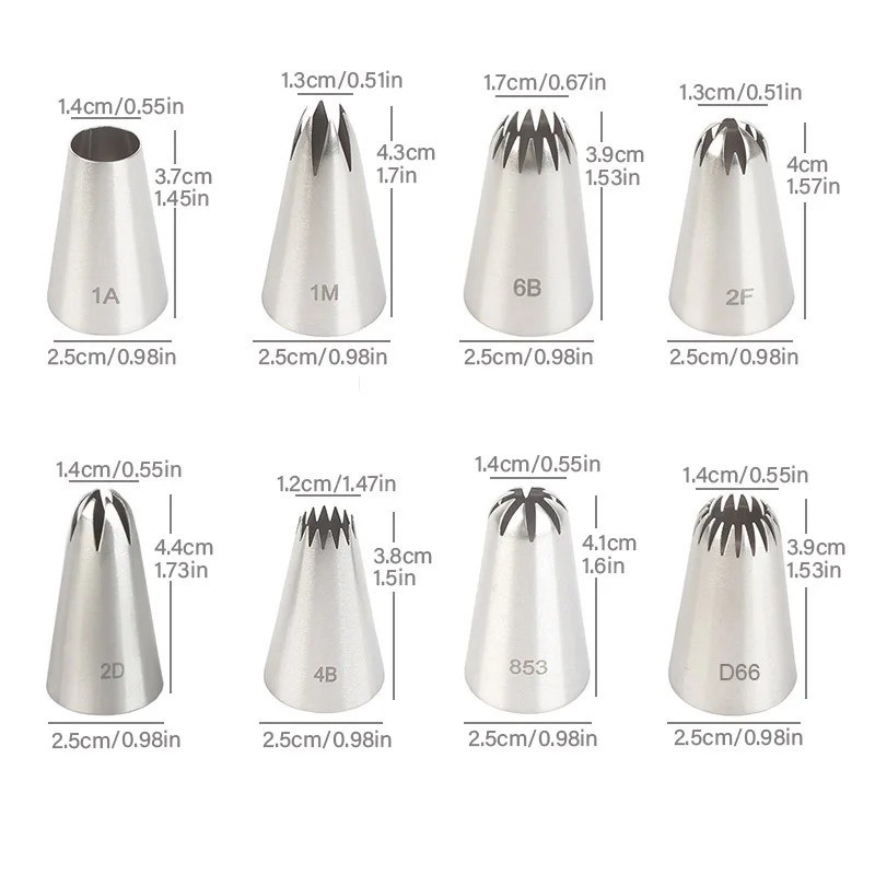 8pcs Piping Nozzles Set, Stainless Steel Icing Nozzles, Cream Cake Piping Tips F gallery