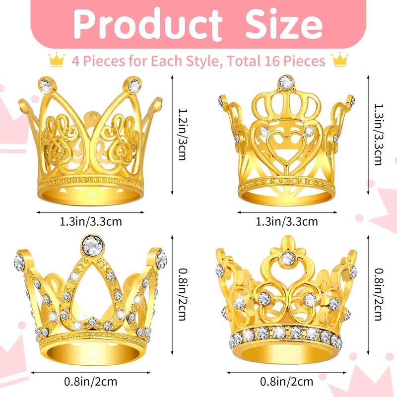 Tidponra Mini Crowns for Flower Bouquets, 16 Pieces Small Gold Small, gallery