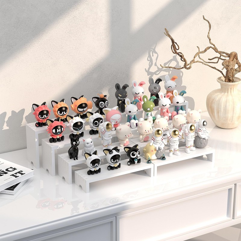2 Set White Wood Tiered Riser Display Stands for Vendor Events,Stackable Wood... gallery