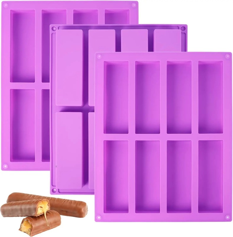 8-Cavity Silicone Granola Bar Mold – Non-Stick, Durable & Versatile – 2 Pcs