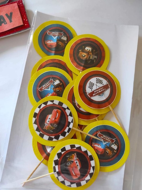 Disney Cars Cake Topper & 12Cupcake toppers Kids Birthday Party Decorations gallery