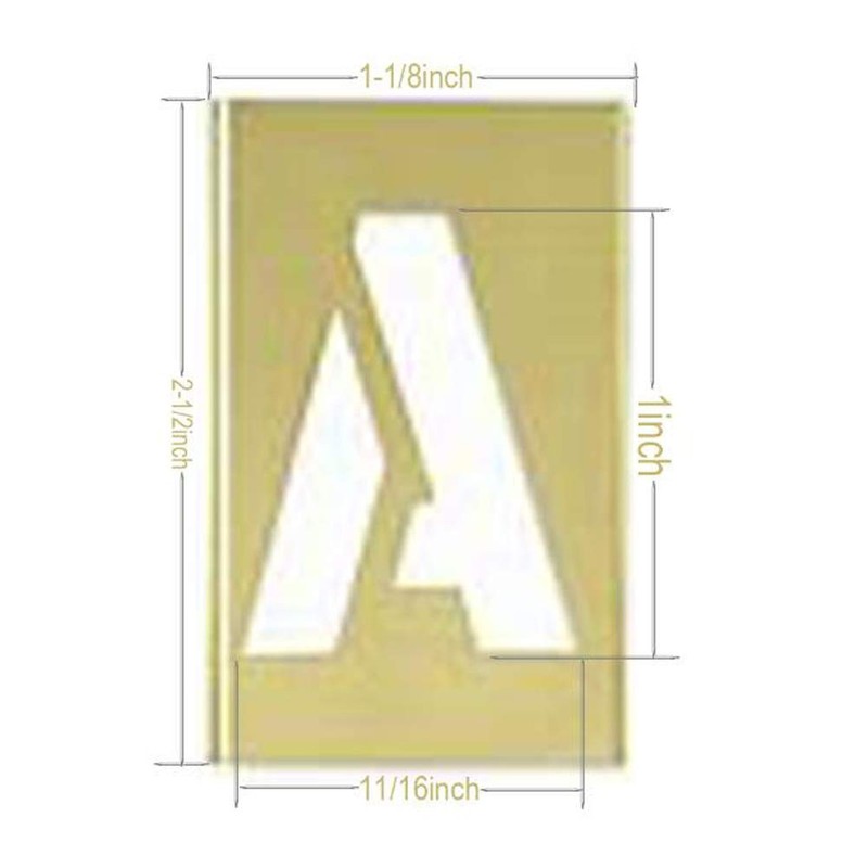 Deezio 1" Brass 46 Pieces Interlocking Stencil Set of Numbers and Letters Kit gallery