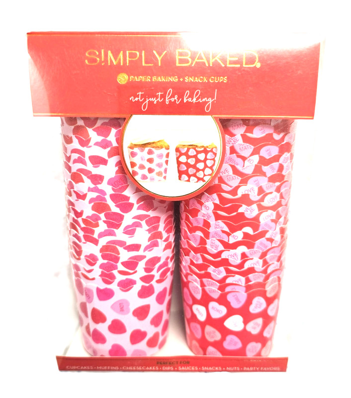 50 PC RED,WHITE PINK CONVERSATION CANDY SWEETHEART HEARTS PAPER BAKING CUPS 5 OZ