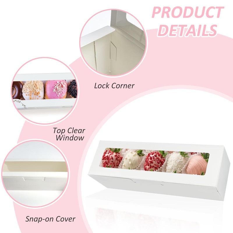 20 Pack 7x2x2 Inch White Macaron Boxes With Window Cookie Candy Container gallery