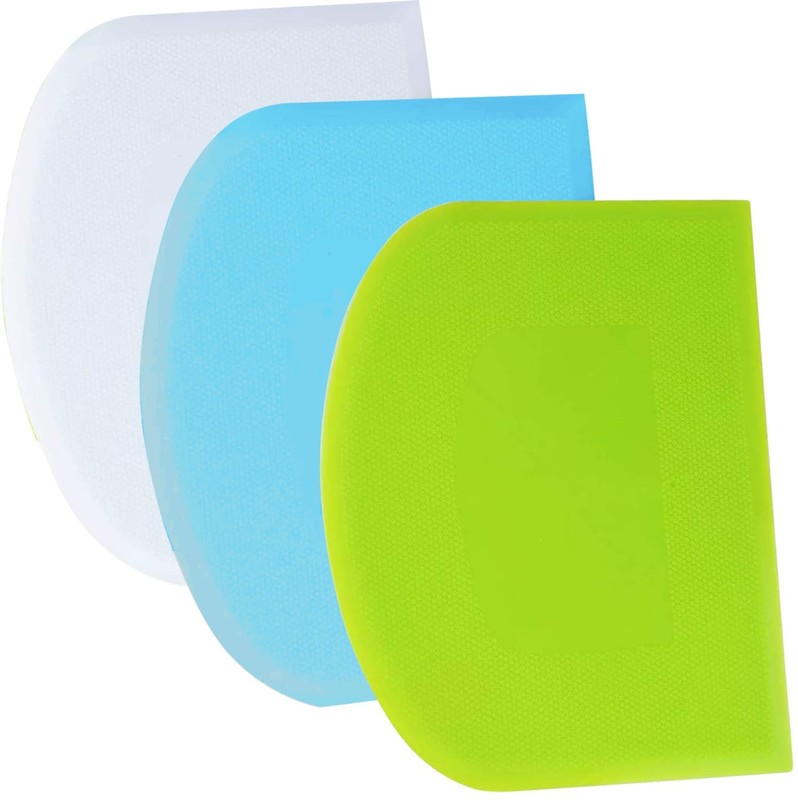 Dough Scraper Bench Scraper – 3P 9.5×6.1″ Plastic Flexible Bowl Scraper, Shar…