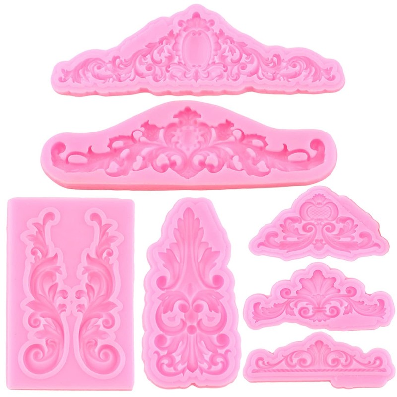 Silicone Molds Baroque Style Curlicues Scroll Fondant Mold for Wedding Birthday