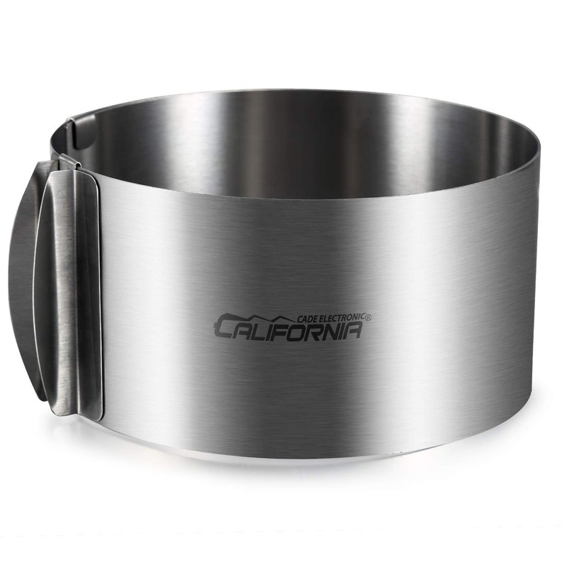 Cake Mold-Cake Ring-Adjustable Round Stainless Steel 6 to 12 Inch Silver