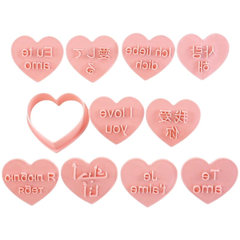 10Pcs Delicate Love You Cookie Molds In Multiple Languages For Birthday Parties