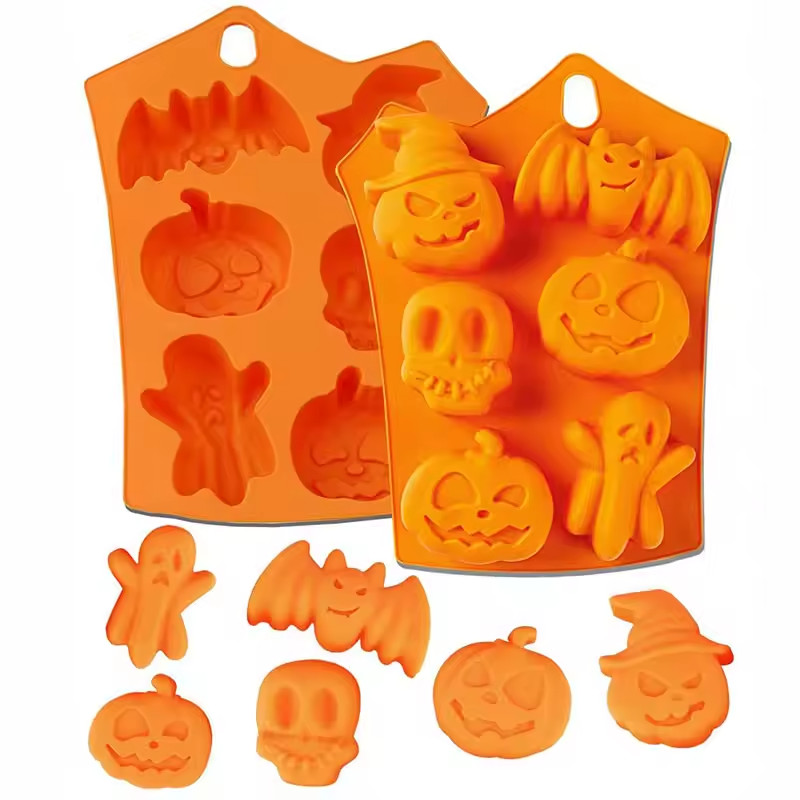 Halloween Silicone Chocolate Candy Mold Skull Pumpkin Ghost Bat Baking Mold