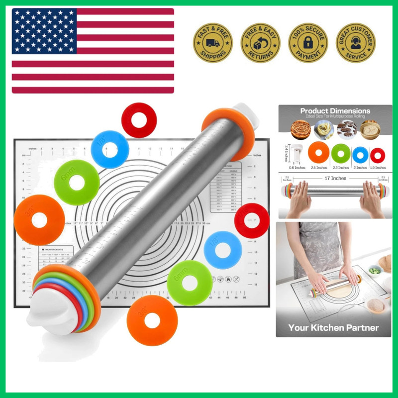 17 inch stainless steel adjustable thickness rolling pin scale rolling pin