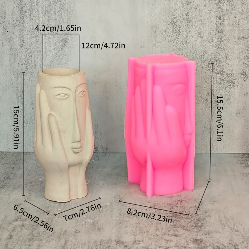 Abstract Art Face Shape Silicone Flowerpots Molds Silicone Concrete Moulds gallery
