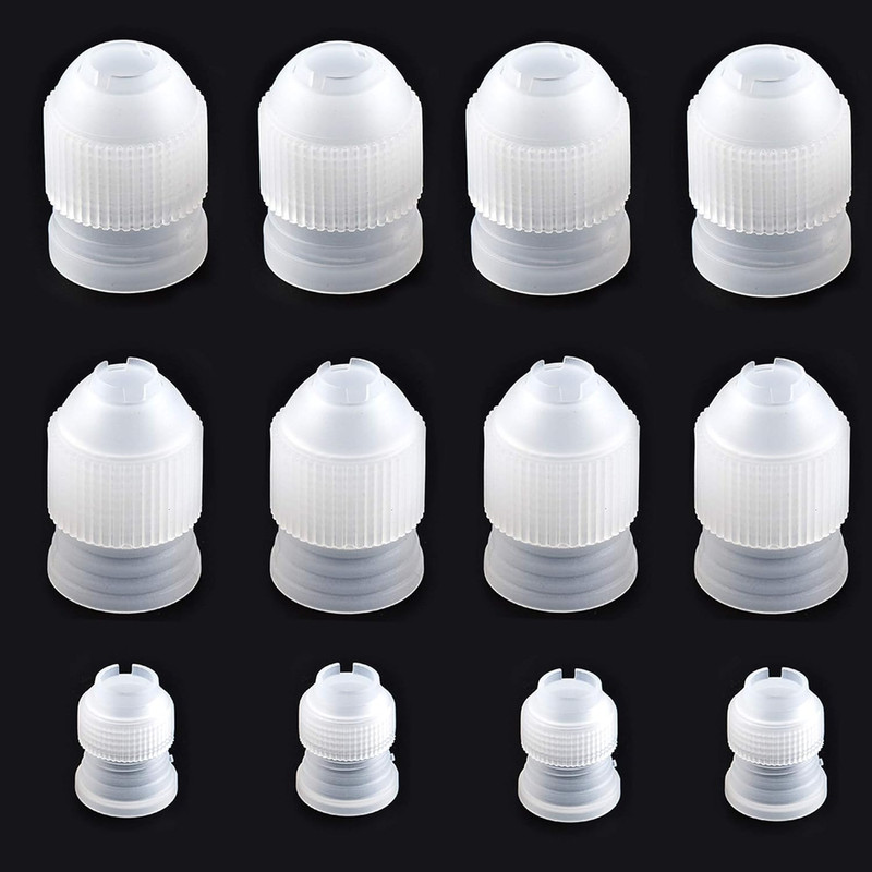 MYUBWTF12 Pieces White Pastry Bag Coupler, Three Different Sizes Plastic Standar