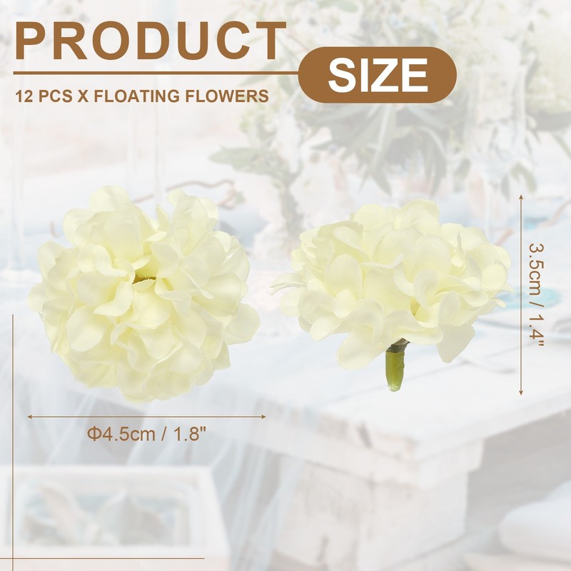 12Pcs Floating Flowers for Centerpieces Wedding, White Hydrangea gallery