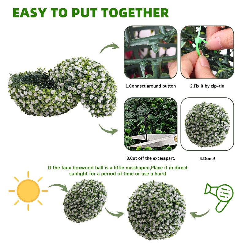 Garveehome 17 In Artificial Topiary Balls 2Pcs Flower Topiary Ball Decorative gallery