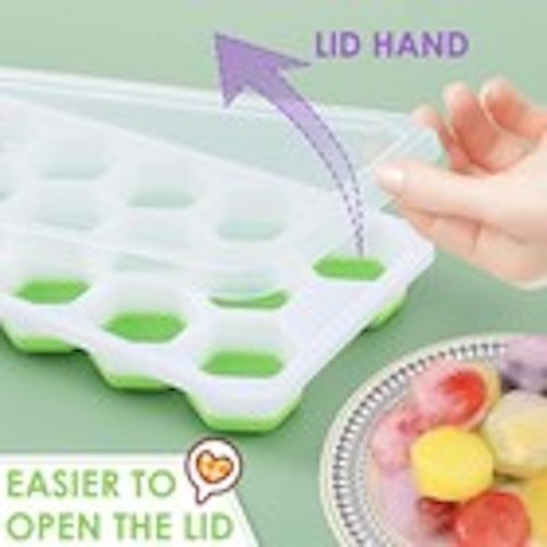Ice Cube Tray Easy-Release Hexagonal 20-Ice Cube Trays Silicone Molds with Lids gallery