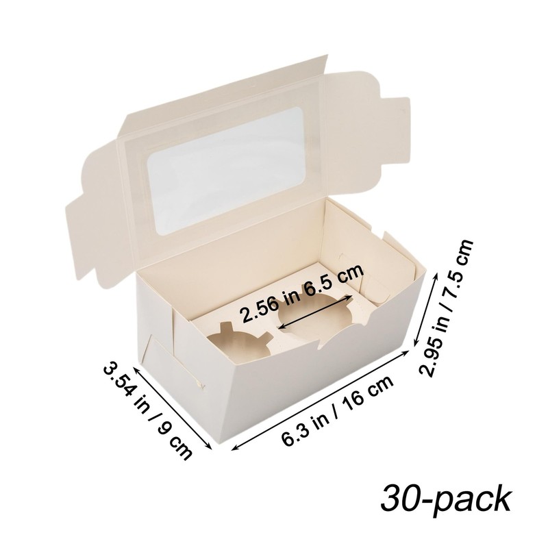 White Cupcake Boxes, Premium Sturdy Cupcake Carriers with Inserts and Clear W... gallery