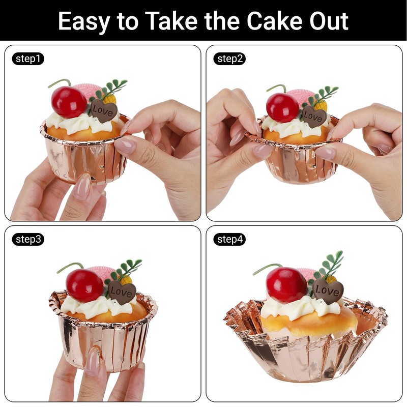 Cupcake Liners for Baking, 3.5oz 50pcs Disposable Champagne Mini Foil Cupcake... gallery