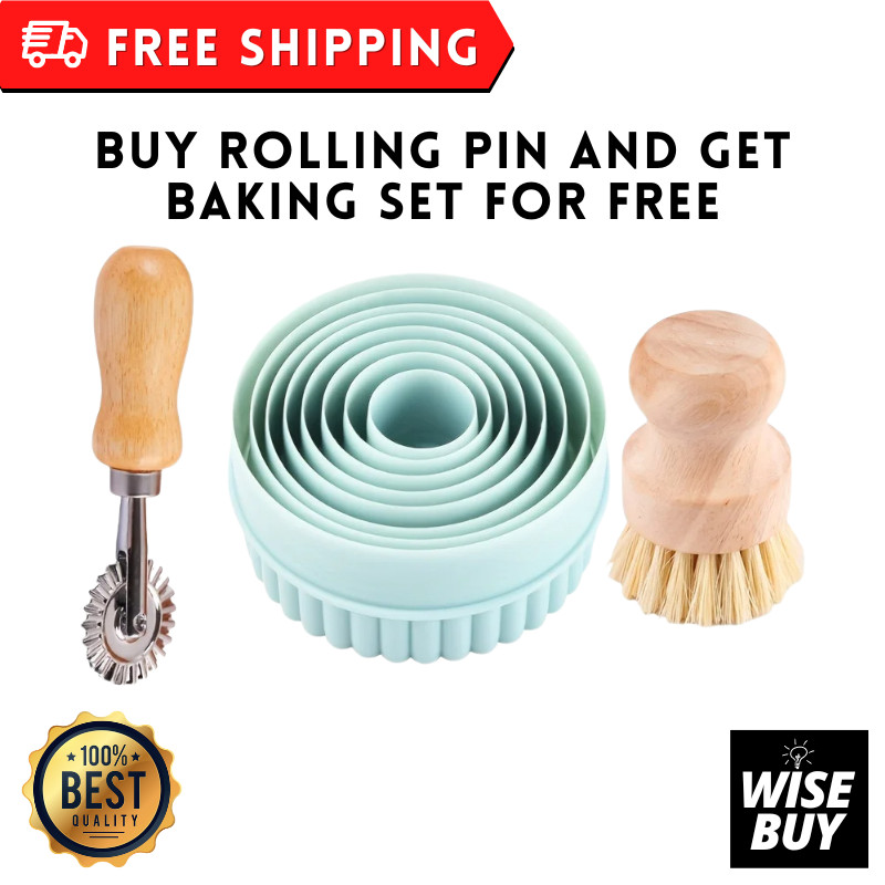 Wooden Christmas Embossed Rolling Pin + Backing Set Gift gallery