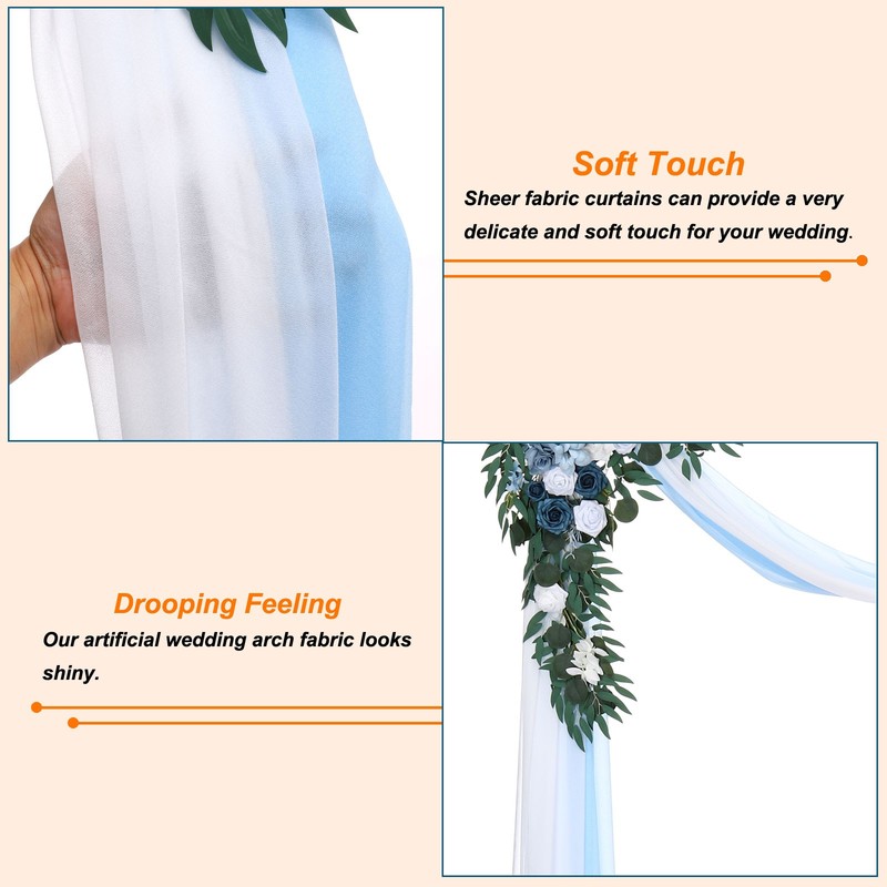 Artificial Wedding Arch Simulation Flowers Kit Pack of 4, Light blue and White gallery