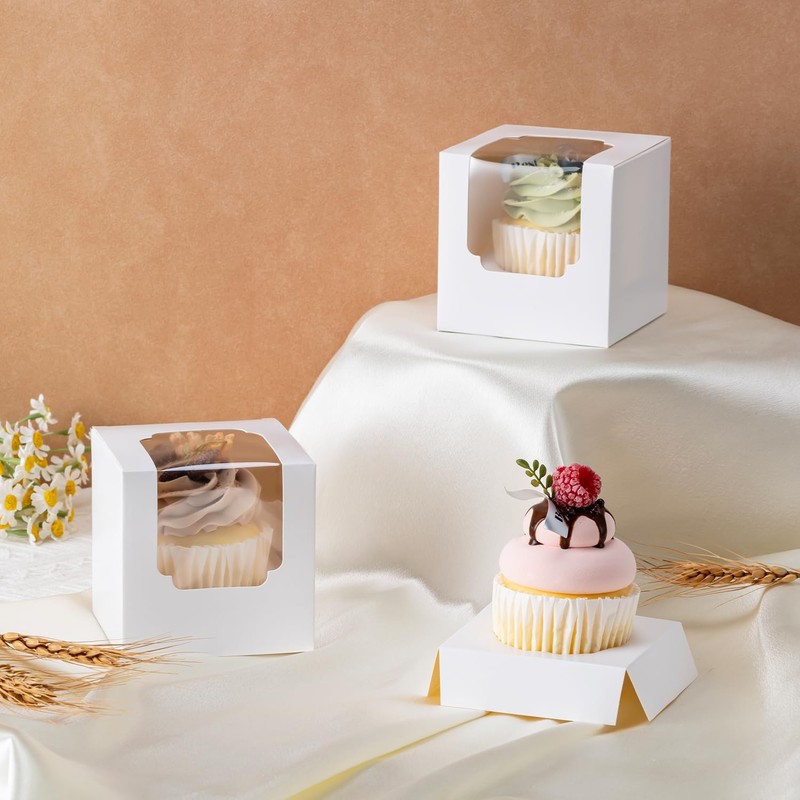 28PCS Cupcake Boxes, Individual Cupcake Containers with Window, Food Cupcake ... gallery