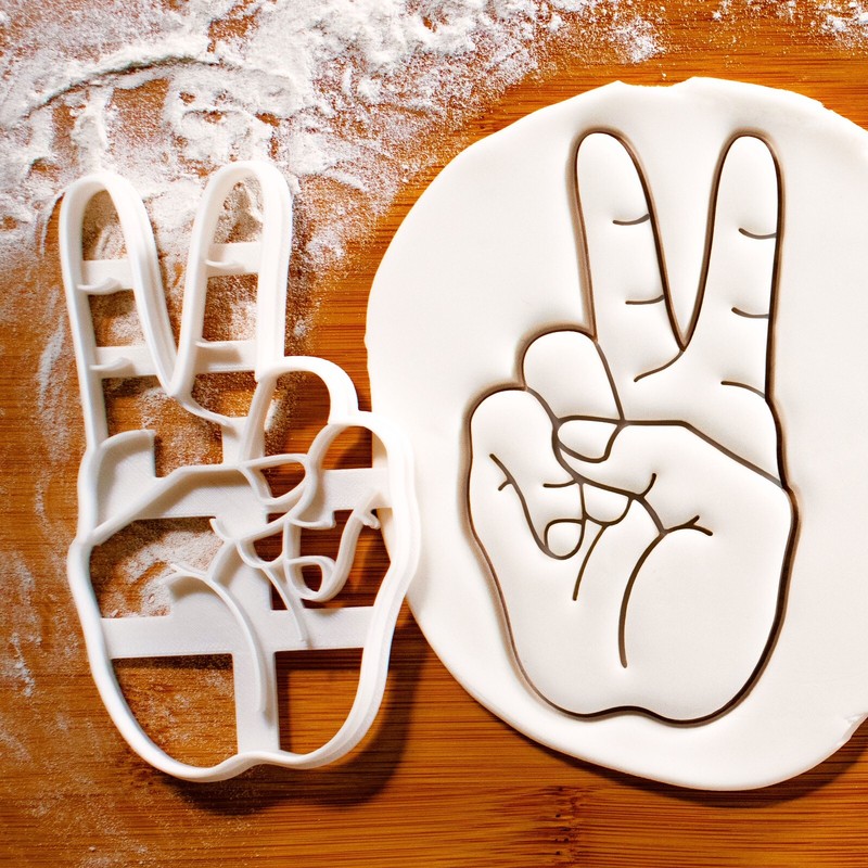 American Sign Language Letter V cookie cutter – Fingeralphabet, deafness, deaf