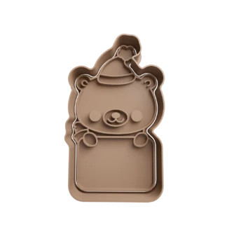 Christmas Teddy Bear with Label Cookie Cutter Fondant Biscuit Baking Tool
