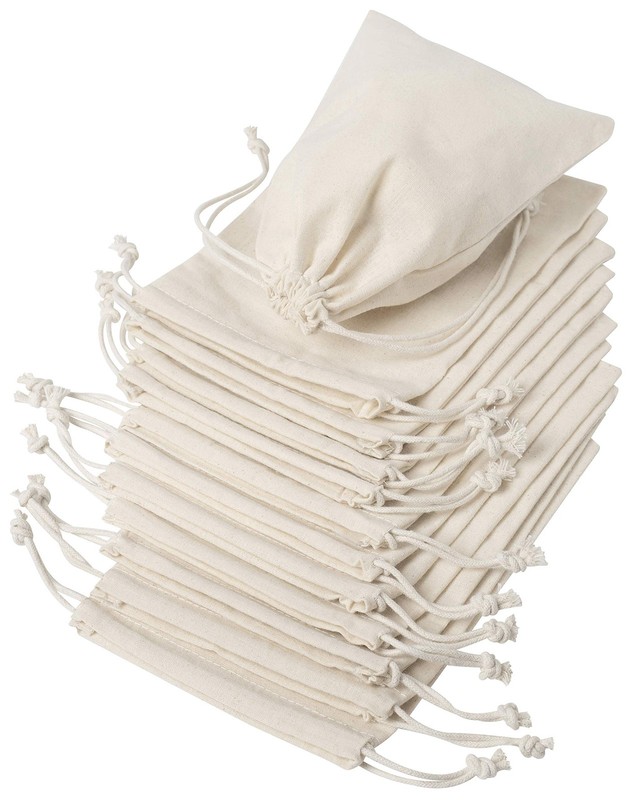 Cotton Muslin Drawstring Bags (5×7 Inch – 12-Pack) 100% Natural Unbleached Th…