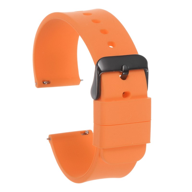 24mm Silicone Watch Strap with Quick Release Black/Orange
