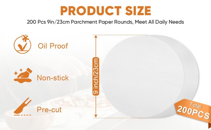 200PCS Parchment Paper Rounds, 9 Inch White Cake Pan Liners, gallery