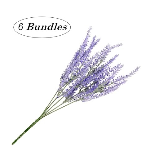 6 Bundles Artificial Lavender Stems, Purple Faux Flowers, 15-inch Decorative gallery