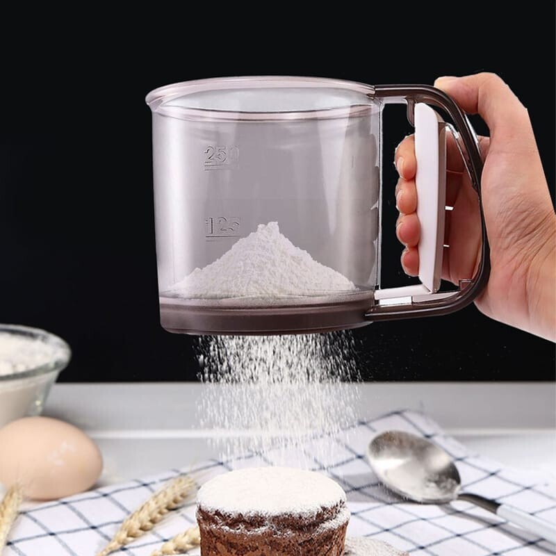 Transparent Sugar Flour Sieve Hand Help Cup Filter Mesh Kitchen Baking Tools gallery