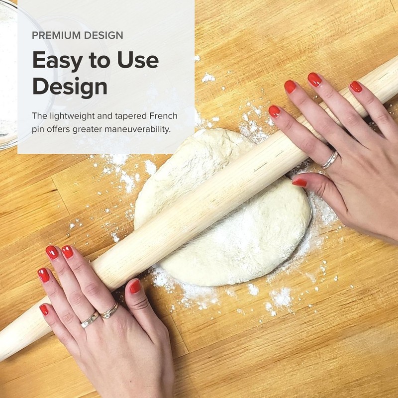 Crafted in the Maple Rolling Pin - Classic French Rolling Pin - Tapered 1.5 x... gallery