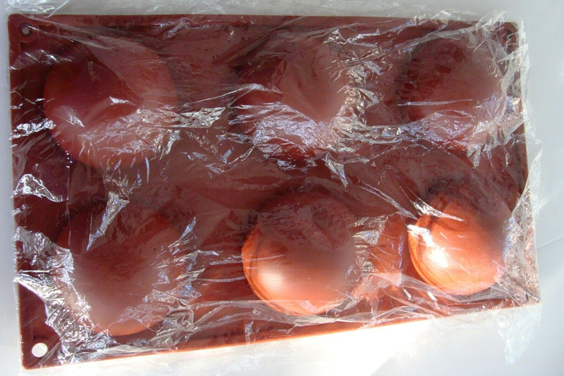 SEALED NEW Semi-Sphere Round Red Silicone Hot Chocolate Cake Ice Mold gallery