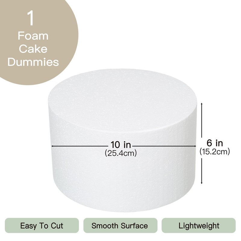 10x6 Inch Round Foam Cake Dummies Polystyrene Circle Set For Crafts Displays gallery