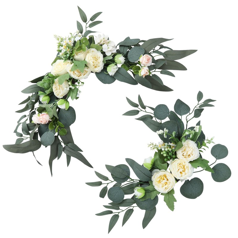 H&W Hw 2Pcs Small Size Artificial Wedding Arch Flowers For Wedding Sign Floral