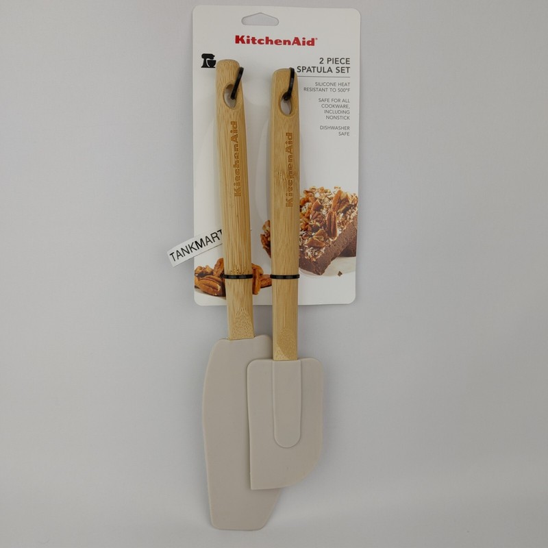 NEW KitchenAid 2 Piece Bamboo Spatula Set KE650OHMHA Gray