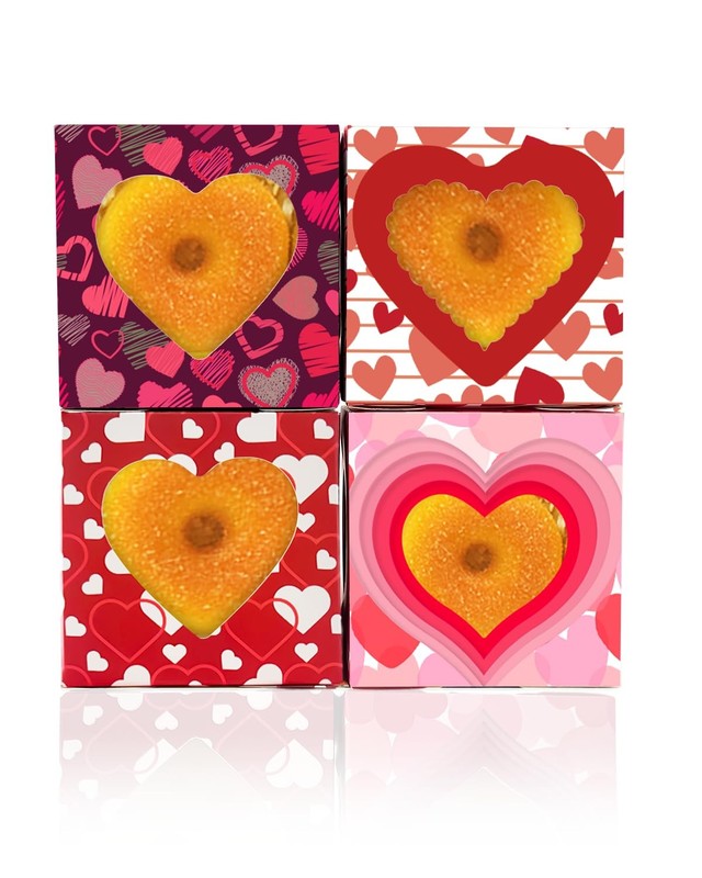 60 PCS Valentines Cookie Macaroon Bakery Pastry Boxes Window 4x4x2.5 Inch gallery