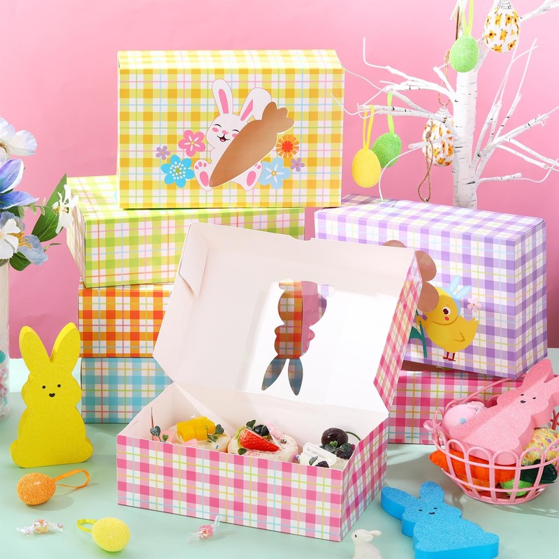 36 Pcs Easter Cookie Boxes Treat Boxes with Shape Window Bunny Egg Flower Cup... gallery